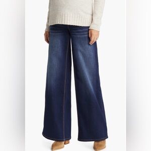 1822 Denim Maternity Blue Flare Wide Leg Jeans